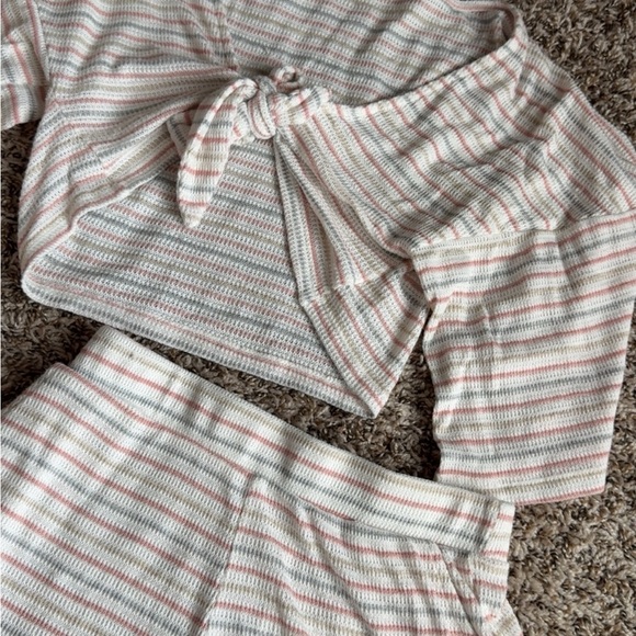 Striped Tie-Front Top and Short set - Picture 1 of 1